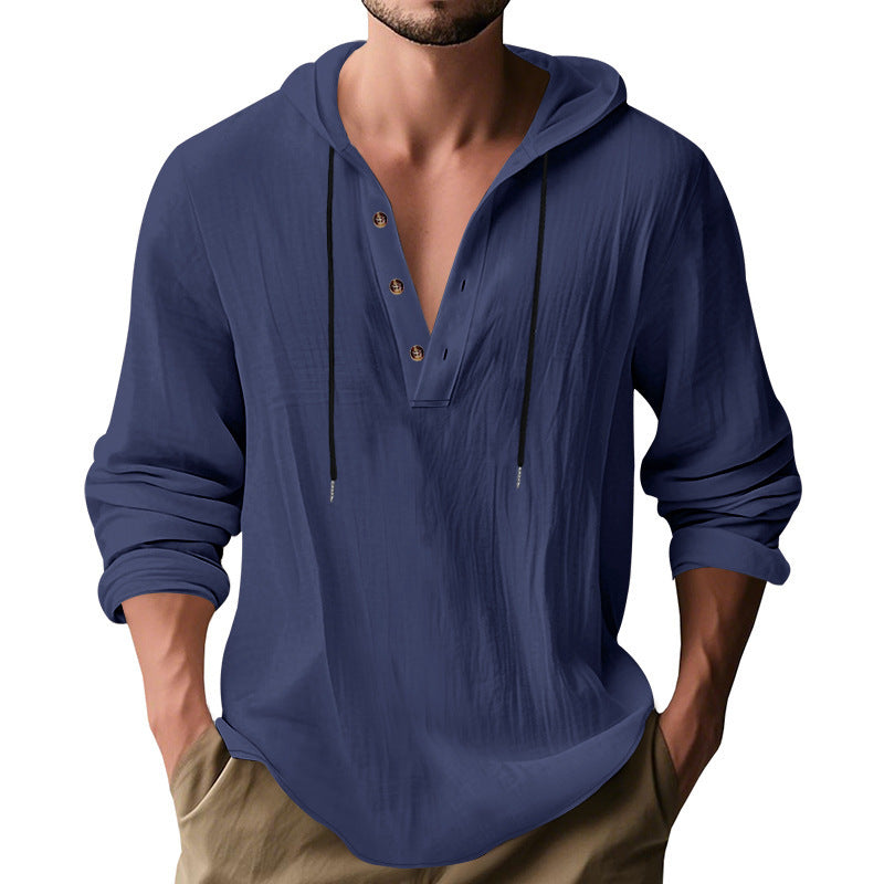 Herren Kapuzenshirt mit Knopfleiste und lässigem Schnitt Drune