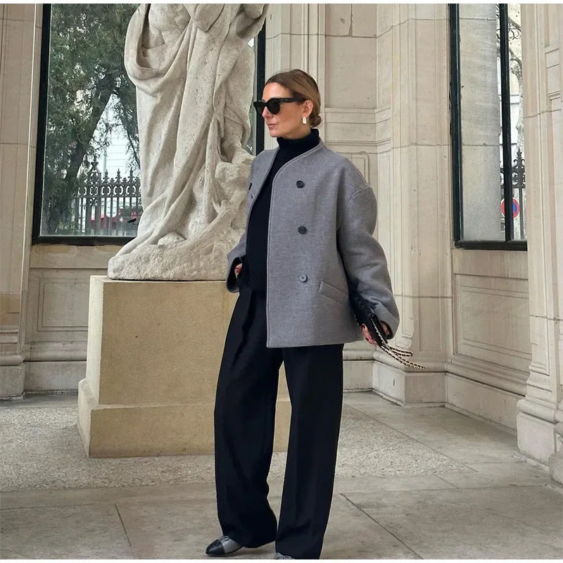 Damen Modische Wolljacke mit übergroßem Schnitt Drune
