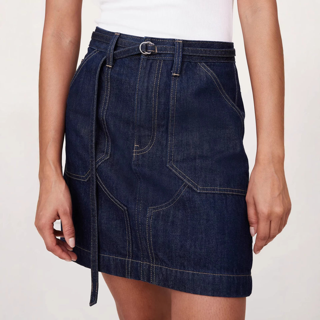 Damen nan Cropped-Denim-Zweiteiler mit kurzer Jeansjacke und tailliertem Minirock Drune