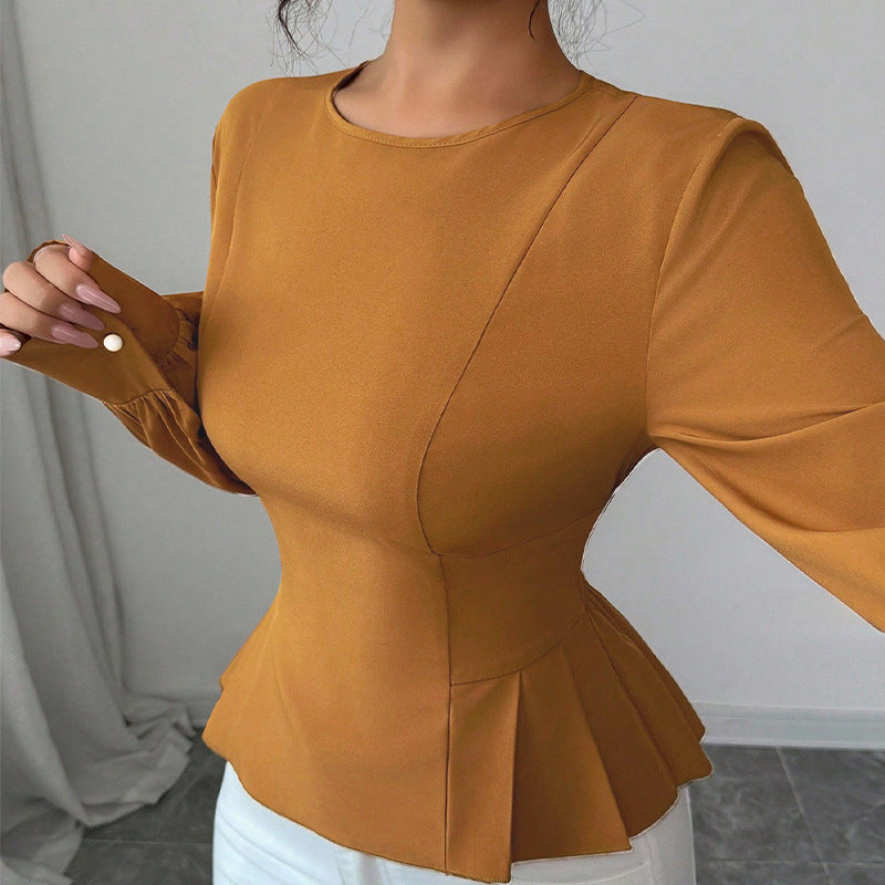 Damen Taillierte Bluse mit Puffärmeln Drune