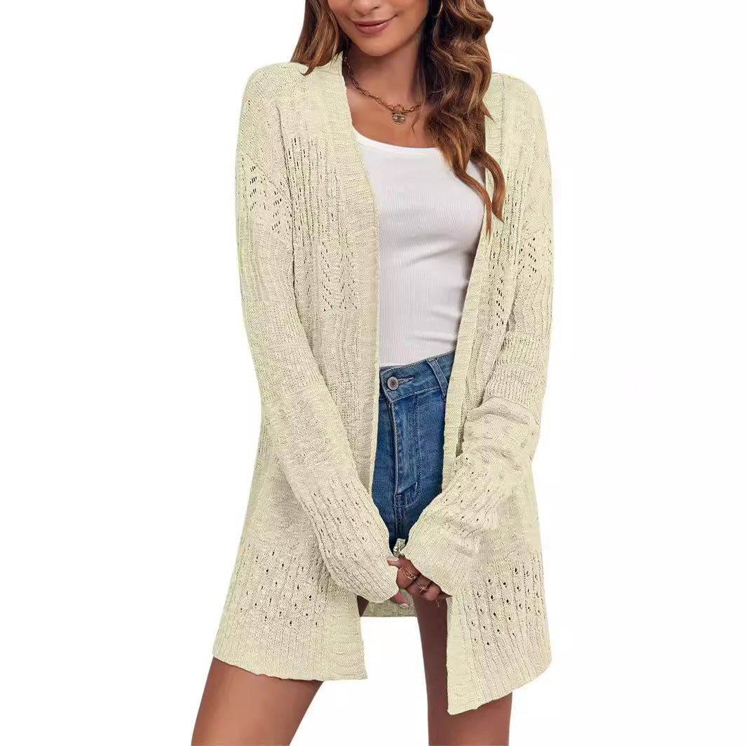 Damen Strickjacke mit luftiger Lochmusterstruktur Drune