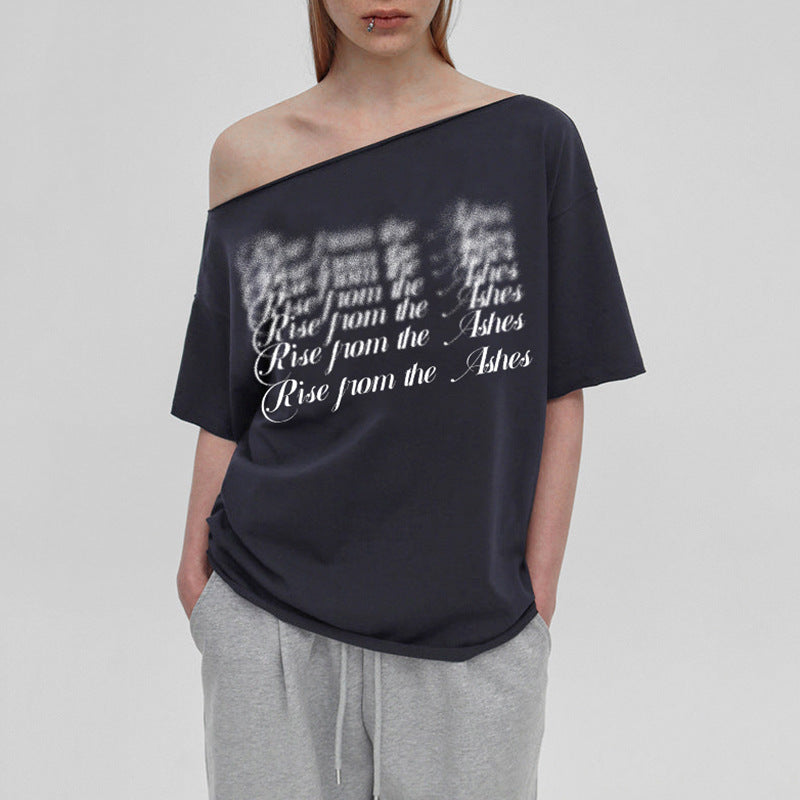Damen T-Shirt mit modischem V-Ausschnitt und funkelndem Strasskreuz Drune