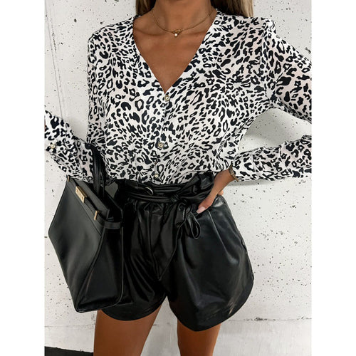 Damen Elegante Bluse im modischen Leopardenmuster Drune