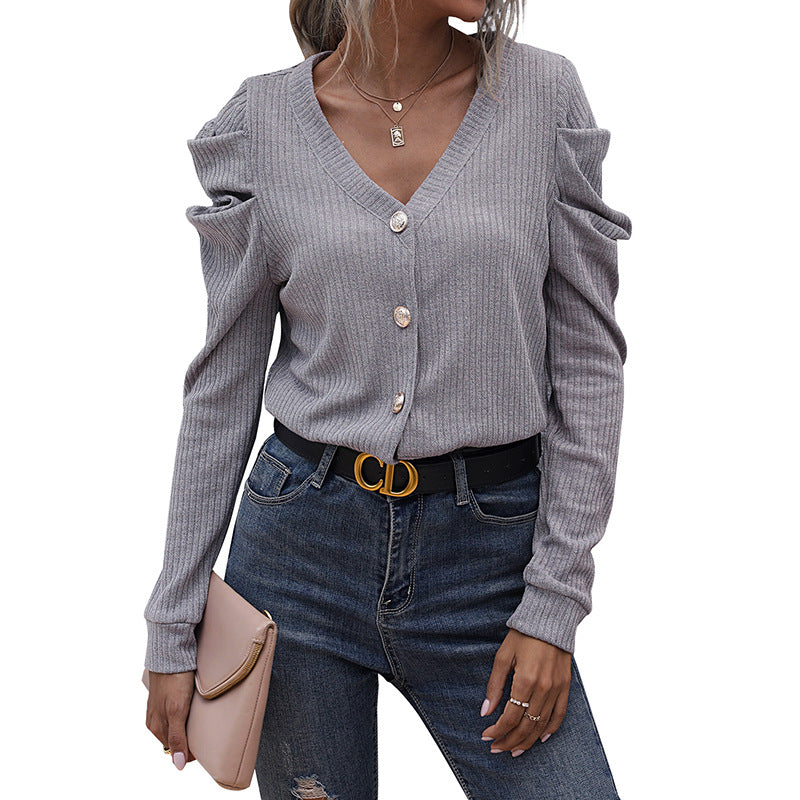 Damen Strickjacke mit Rüschen-Details und Knopfleiste Drune