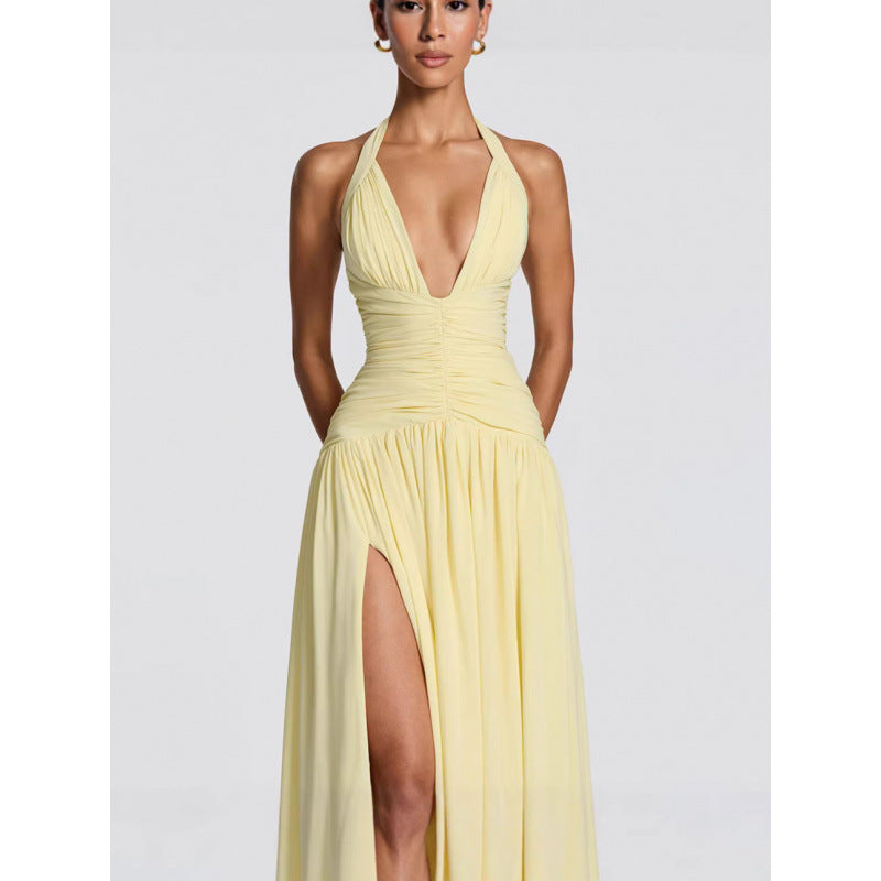Damen Maxikleid mit raffiniertem Wickeldesign und elegantem Taillenbund Drune