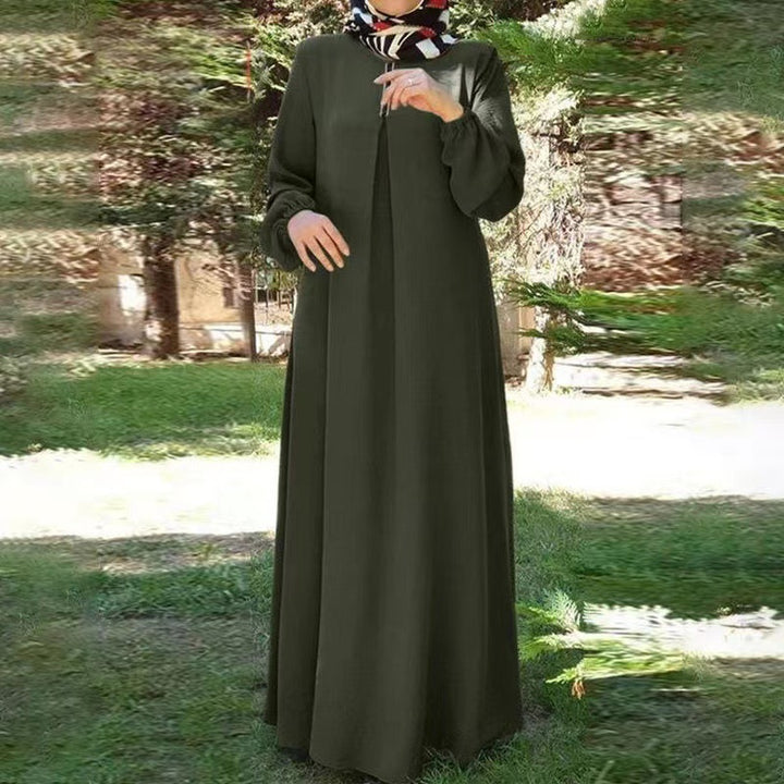 Damen Maxikleid mit elegantem Stehkragen und angeschnittenen Ärmeln Drune