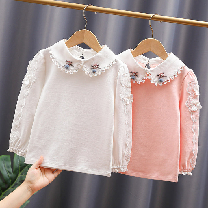 Mädchen Bluse mit elegantem Spitzenkragen und filigranen Akzenten Drune
