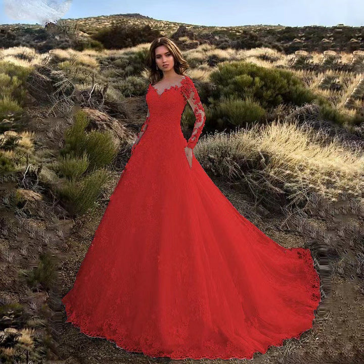 Elegantes Damen Hochzeitskleid mit Spitzenverarbeitung & voluminösem Rock für Hochzeit | Drune