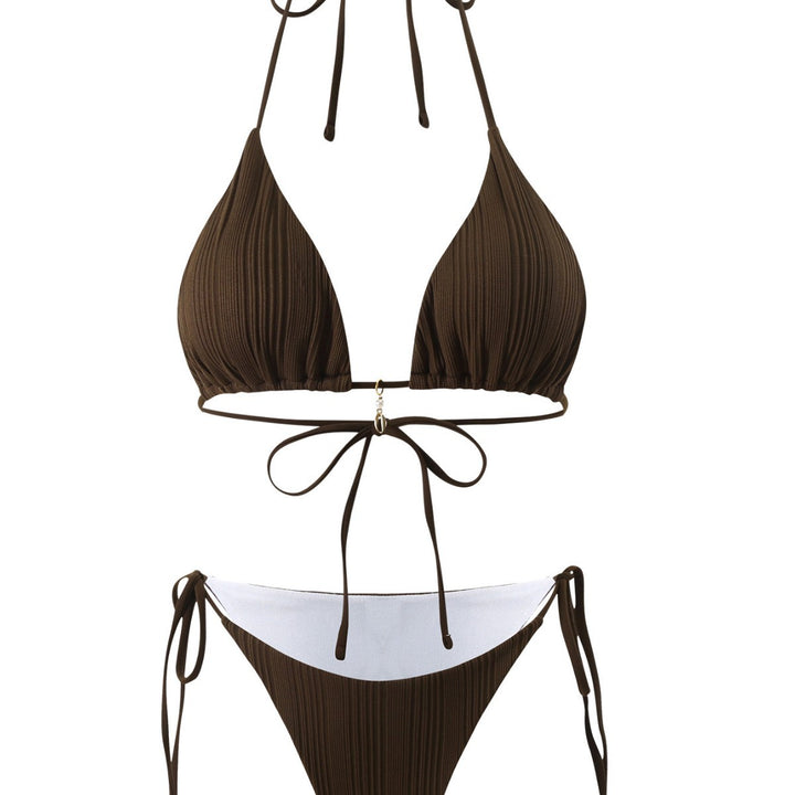 Damen Triangel-Bikini mit raffiniertem Ripp-Design und elastischen Schnürungen Drune