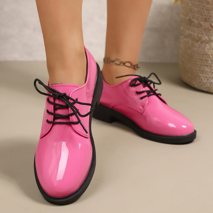 Damen klassische Schnürschuhe mit glänzender Oberfläche Drune