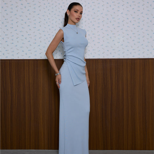 Damen Langarm Kleid mit asymmetrischem Schnitt Drune