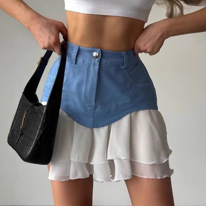 Damen modischer Rock mit asymmetrischem Saum und praktischen Taschen Drune