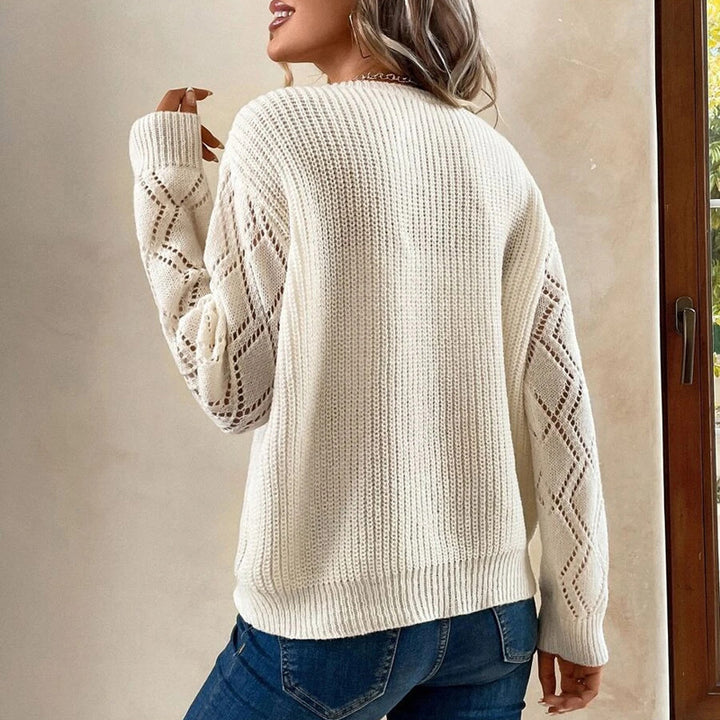 Damen Strickpullover mit raffiniertem Häkel-Ausschnitt Drune