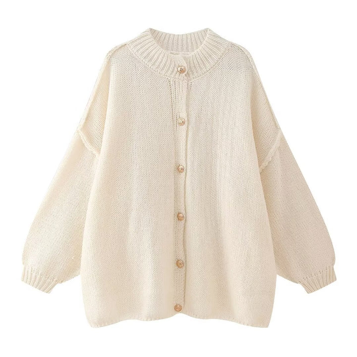 Damen oversized Strickjacke mit Knopf- und Rippdetails Drune
