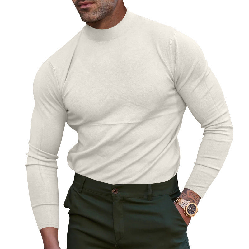 Herren nan körperbetonter Feinstrickpullover mit engem Rundhalsausschnitt Drune
