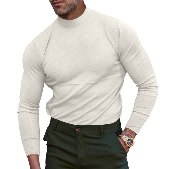 Herren nan körperbetonter Feinstrickpullover mit engem Rundhalsausschnitt Drune
