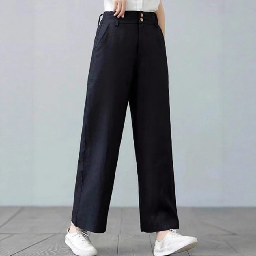 Damen Weite Leinenhose mit elastischem Bund und praktischen Seitentaschen Drune