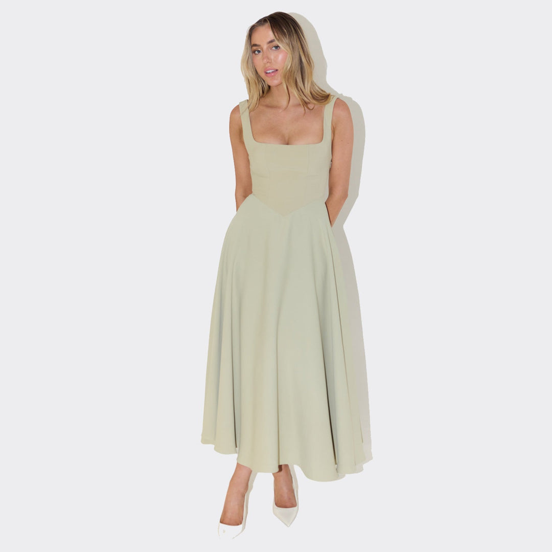 Maxikleid A-Linie mit quadratischem Ausschnitt