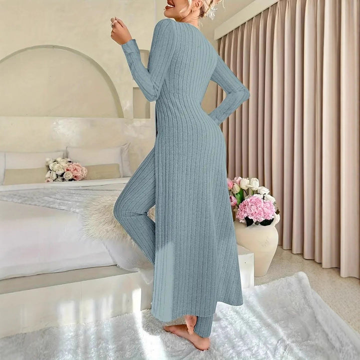 Damen Elegantes Maxijumpsuit mit hochsensibler Struktur und seitlichen Schlitzen Drune