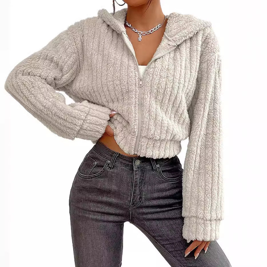 Damen Rotationsjacke aus kuscheligen Fleece mit Hohem Kragen Drune