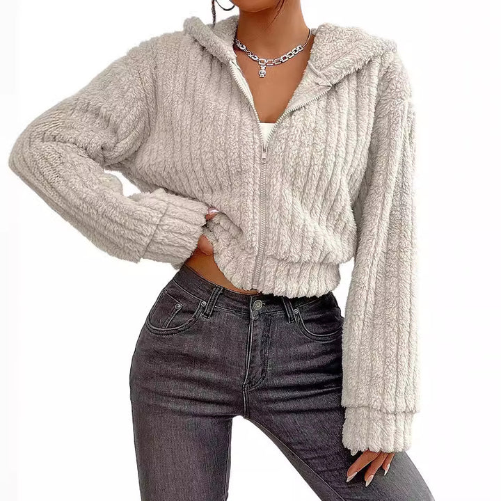 Damen Rotationsjacke aus kuscheligen Fleece mit Hohem Kragen Drune