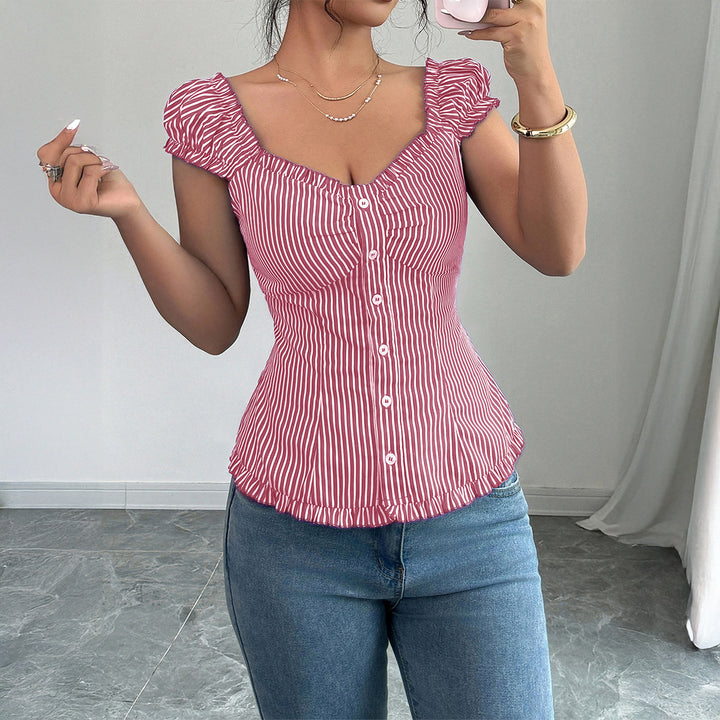 Damen Elegantes Oberteil mit Rüschendetails und tailliertem Schnitt Drune