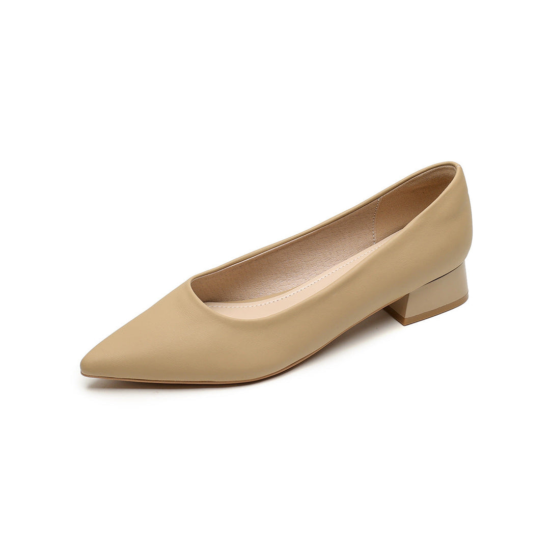 Damen elegante Ballerinas mit spitzem Zehenbereich und komfortablem Blockabsatz Drune