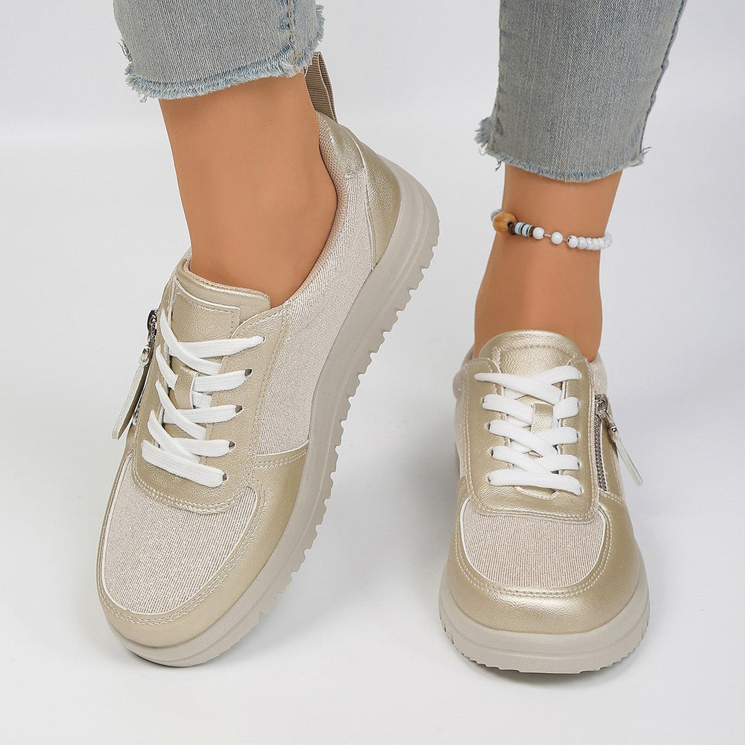 Damen Sneakers mit modischem Reißverschluss und bequemer Sohle Drune