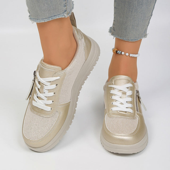 Damen Sneakers mit modischem Reißverschluss und bequemer Sohle Drune