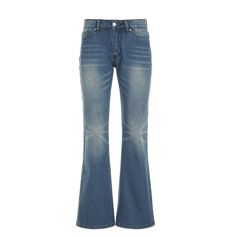 Damen Flared Jeans mit hohem Bund und distressed Design Drune