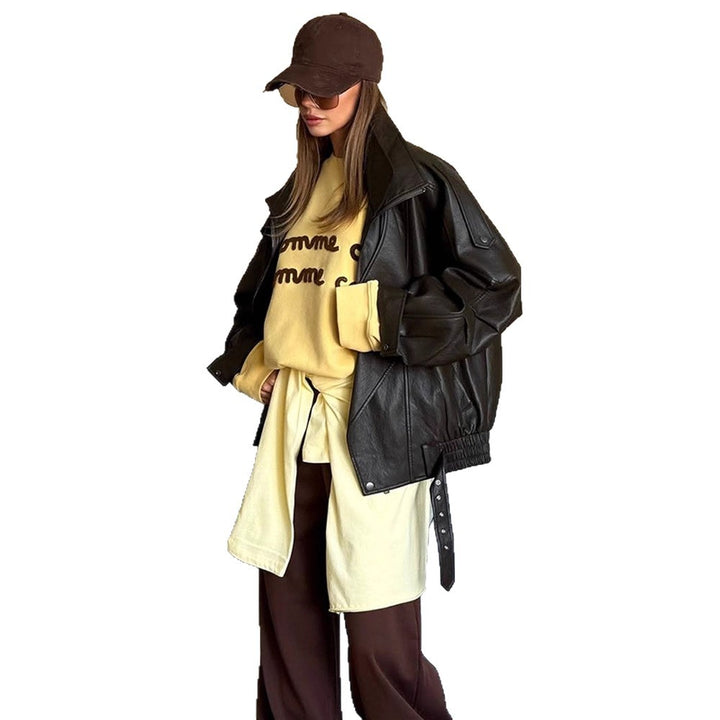 Damen oversized Lederjacke Drune