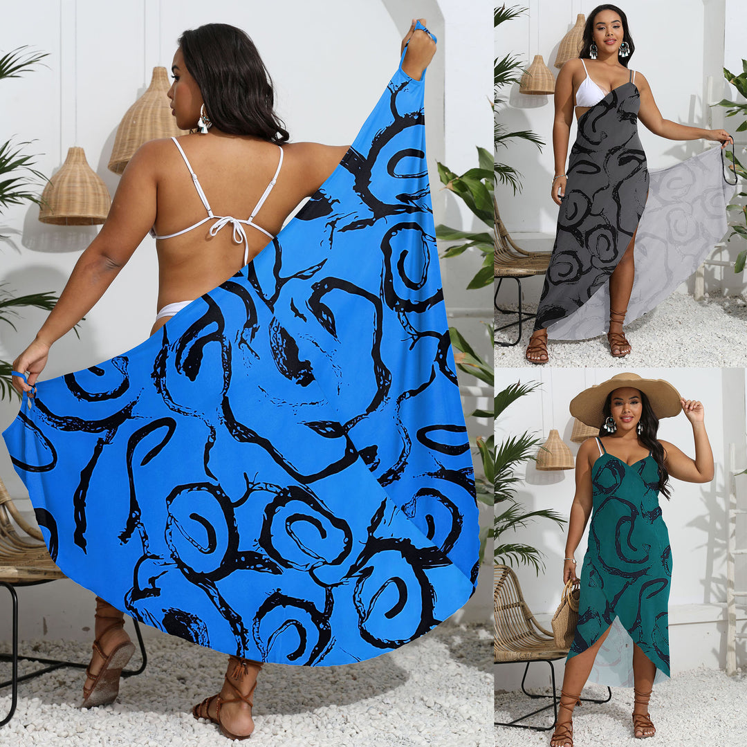 Damen eleganter Strandkaftan mit stylischem Muster Drune