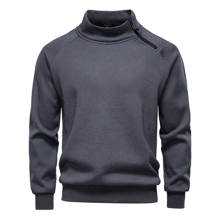 Herren nan Stehkragenpullover mit asymmetrischem Schulterreißverschluss und Raglanärmeln Drune