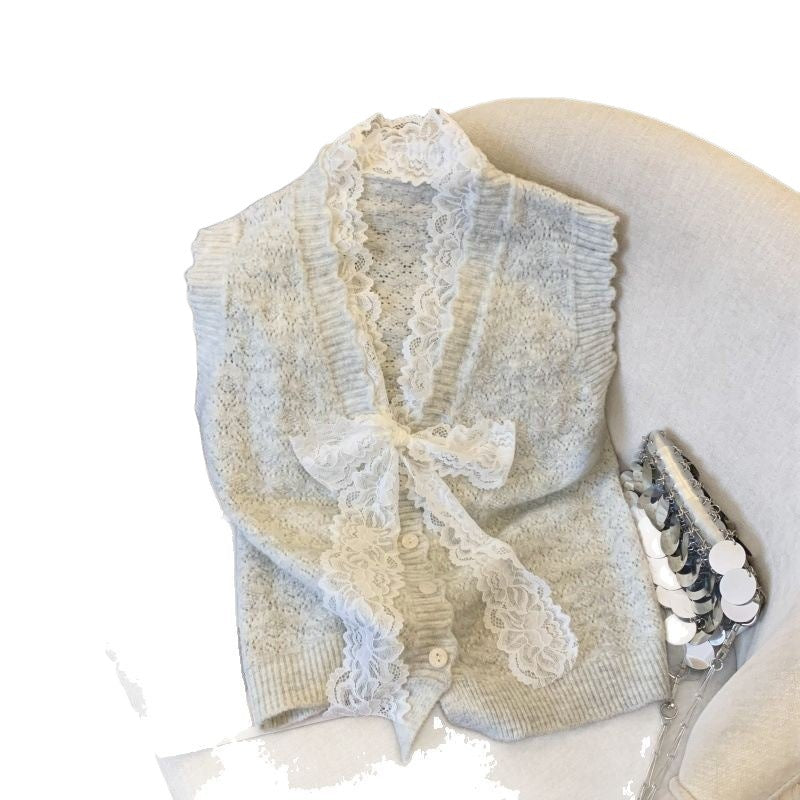 Damen Elegante Strickweste mit Rüschendetails Drune