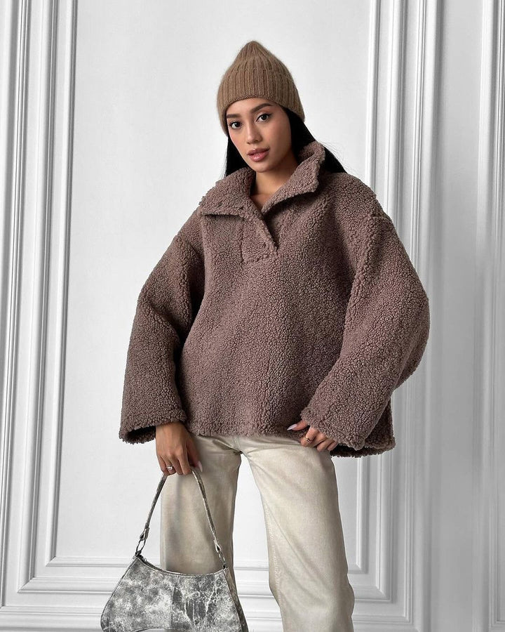 Damen Kuscheliger Fleece-Pullover im Casual-Style Drune