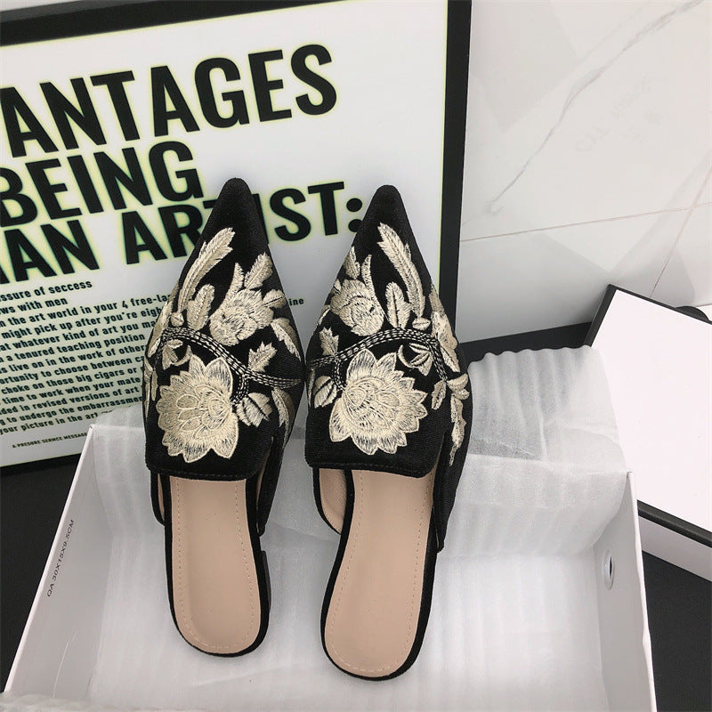 Damen Mules mit luxuriösen Stickereien und elegantem Spitzendesign Drune