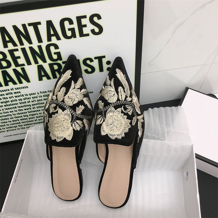 Damen Mules mit luxuriösen Stickereien und elegantem Spitzendesign Drune