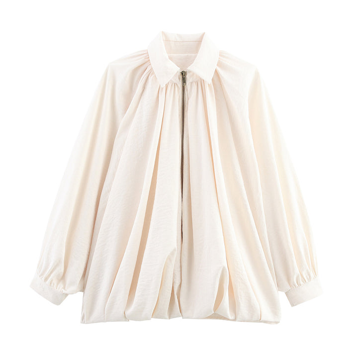 Damen leichtes Oversized-Blusenshirt mit Rüschendesign Drune