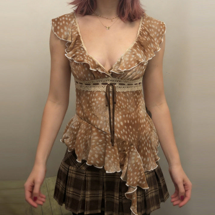 Damen asymmetrisches Kleid mit Rüschendetails Drune