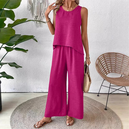 Damen Lässiges und luftiges Zweiteiliges Set mit Oberteil und weitem Hosen Drune