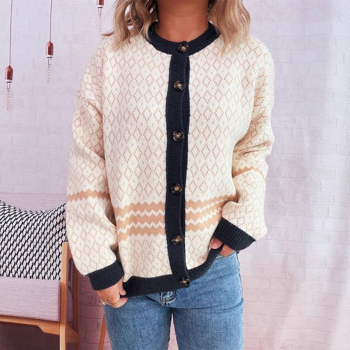 Damen Strickjacke mit vielseitigem Muster und eleganten Knopfdetails Drune