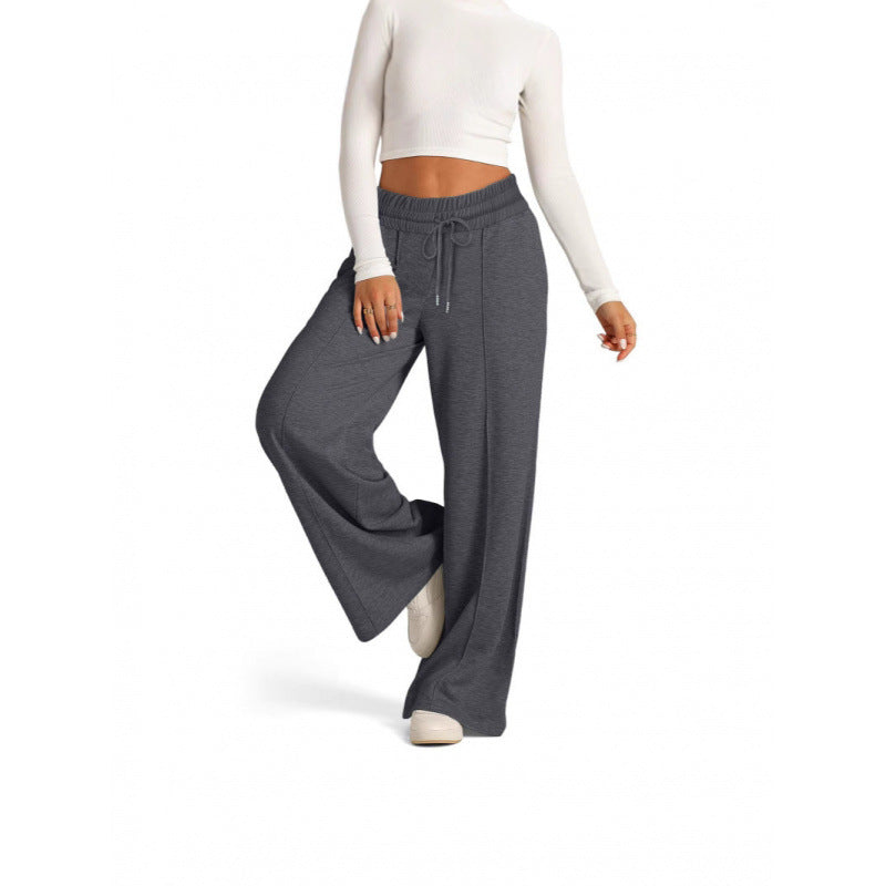 Damen breite Jogginghose mit elastischem Bund und seitlichen Eingrifftaschen Drune