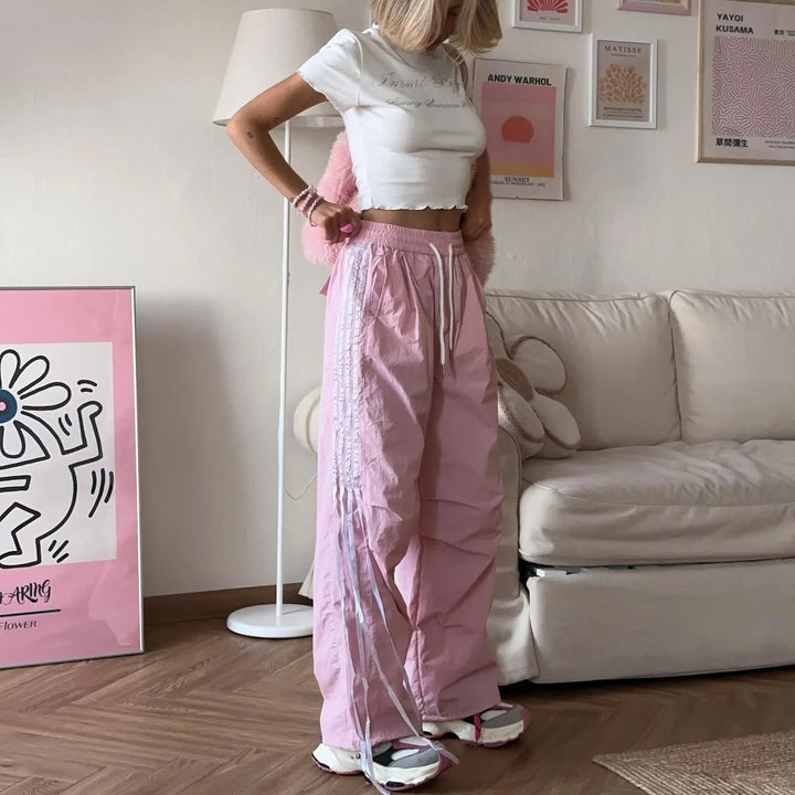 Damen lässige Utility-Hose mit verstellbarem Bund und praktischen Seitentaschen Drune