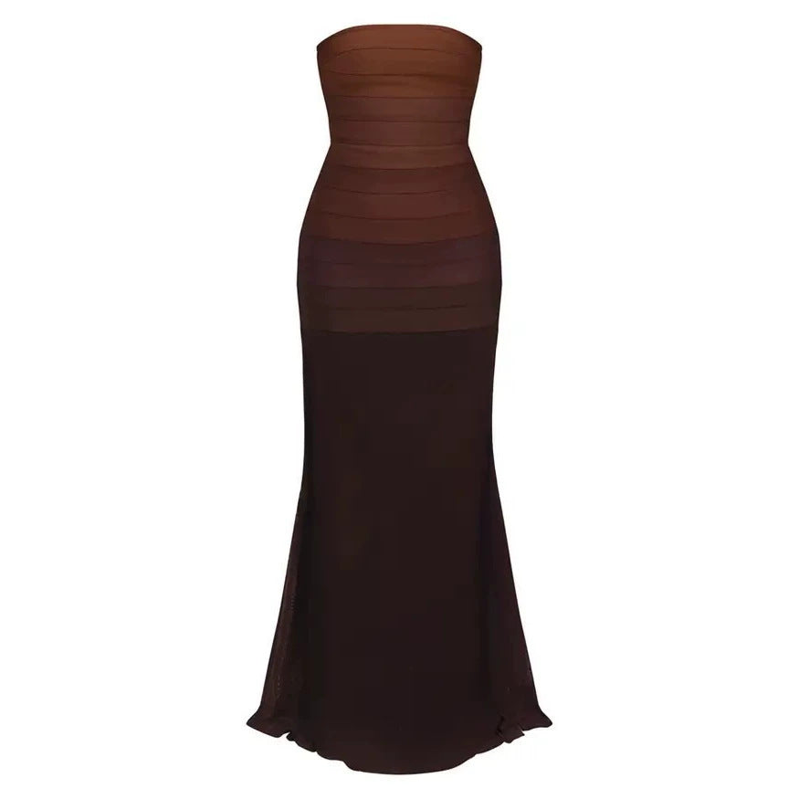 Damen Elegantes strapazierfähiges Maxikleid mit raffiniertem Oberteil Drune