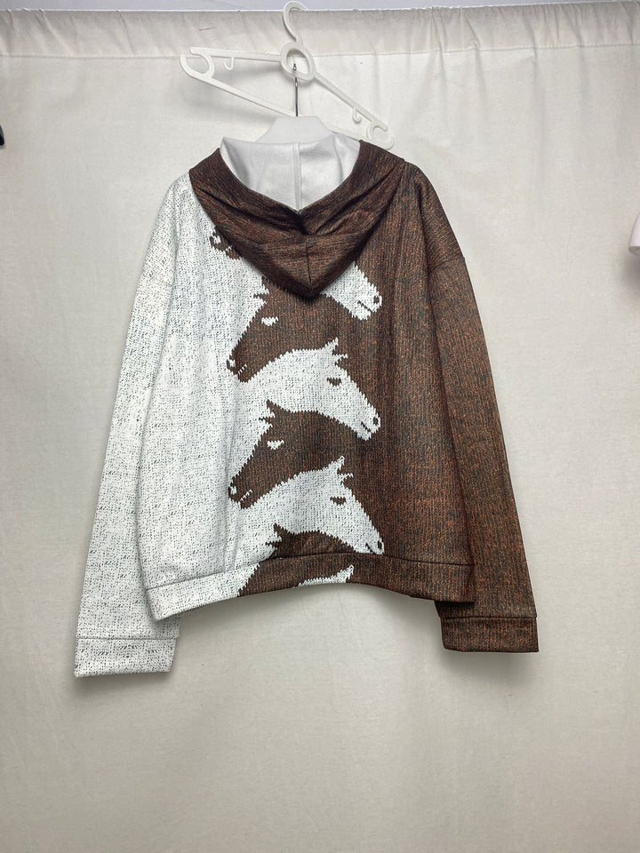 Damen Gemütlicher Hoodie mit Pferdemotiv Drune