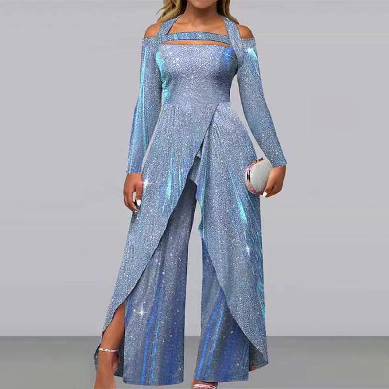 Damen Glamouröser Jumpsuit mit schimmerndem Paillettenbesatz und eleganten Cut-Outs Drune