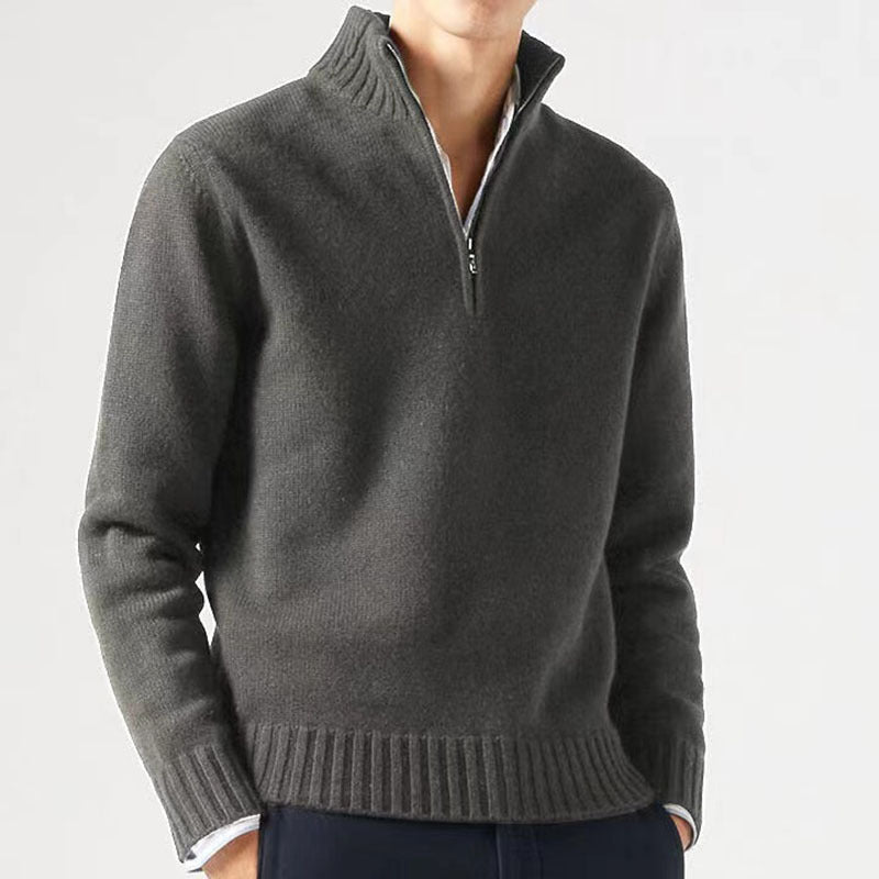 Herren Pullover mit hohem Kragen und modernem Reißverschluss Drune