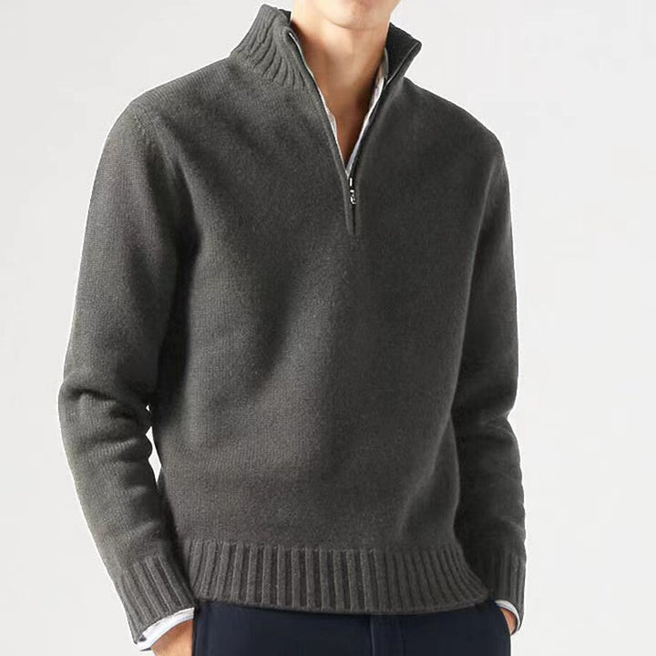 Herren Pullover mit hohem Kragen und modernem Reißverschluss Drune