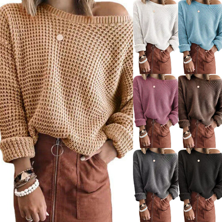 Damen Strickpullover im lässigen Oversize-Style mit schulterfreiem Design Drune
