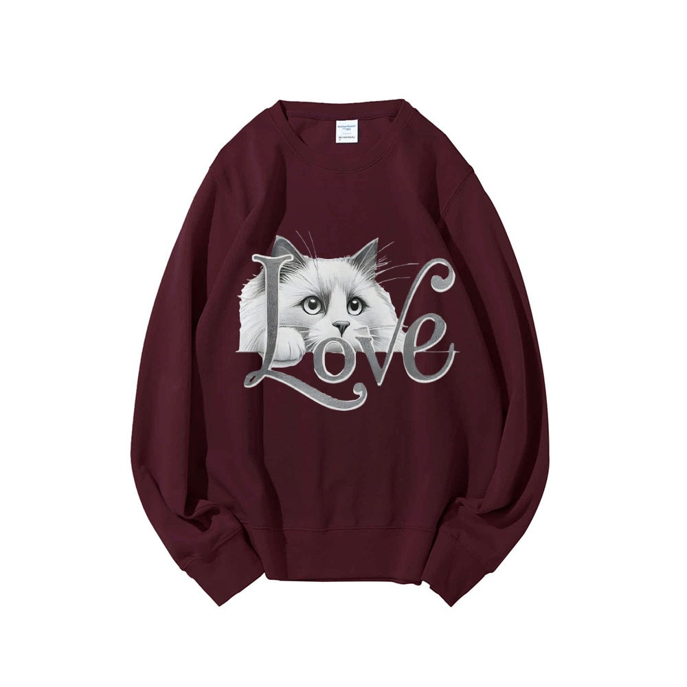 Damen Sweatshirt mit verspieltem Katzenmotiv und lässigem Schnitt Drune